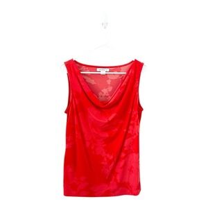 Liz Claiborne Red Floral Print Cowl Neck Top Size Medium